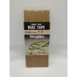 Wrights Single Fold Bias Tape 4 yds 200 - Tan 73 - Vintage Sewing 1986